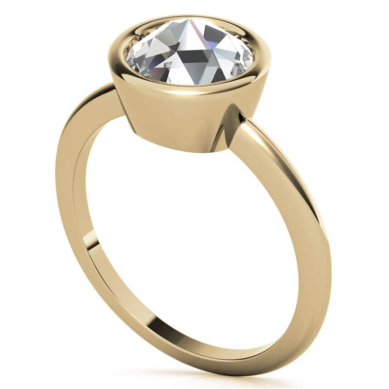 Rose Cut Solitaire Ring with Optional Matching Curved Band