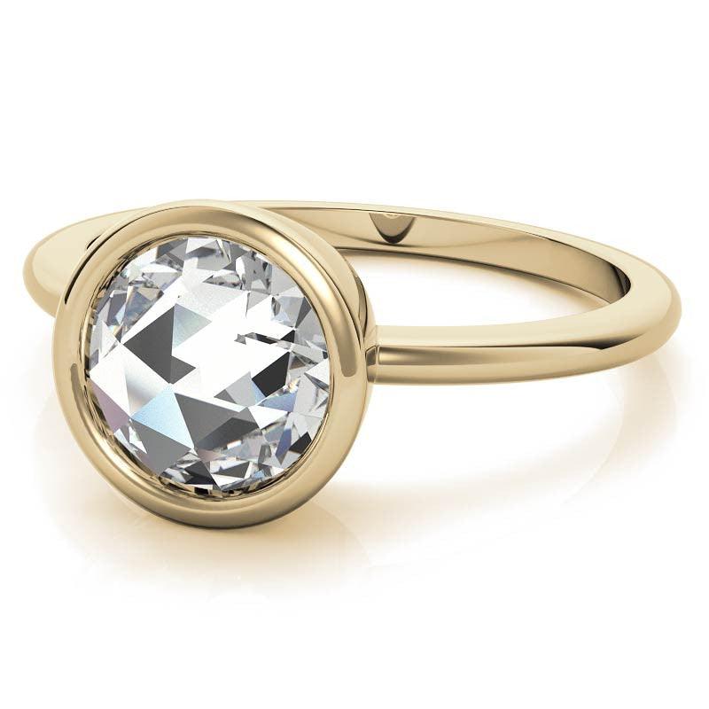 Rose Cut Solitaire Ring with Optional Matching Curved Band
