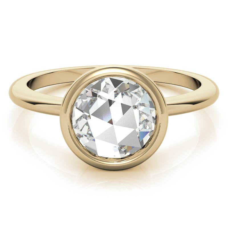 Rose Cut Solitaire Ring with Optional Matching Curved Band