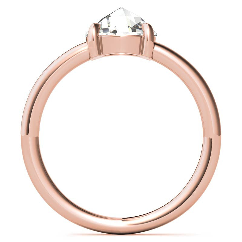 Round Rose Cut Moissanite Solitaire Ring