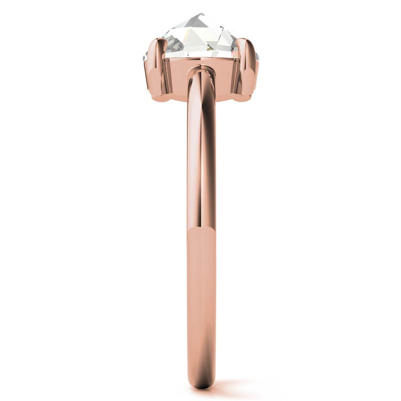 Round Rose Cut Moissanite Solitaire Ring