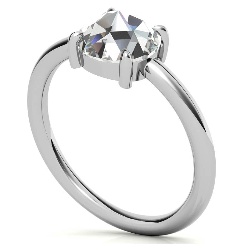 Round Rose Cut Moissanite Solitaire Ring