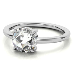 Round Rose Cut Moissanite Solitaire Ring