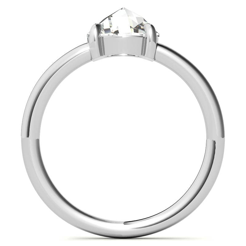 Round Rose Cut Moissanite Solitaire Ring