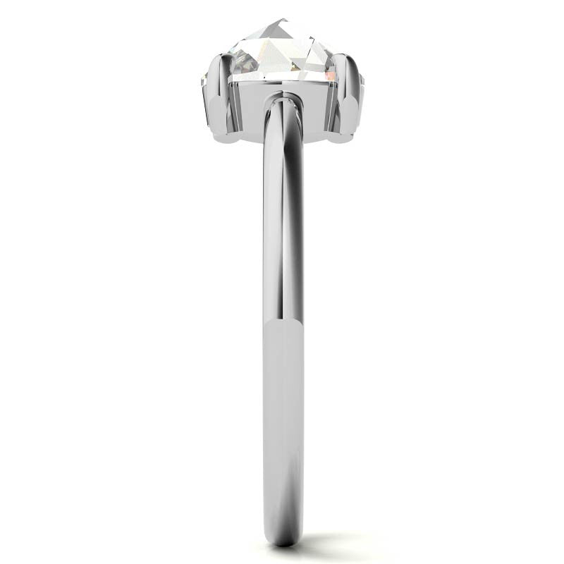 Round Rose Cut Moissanite Solitaire Ring