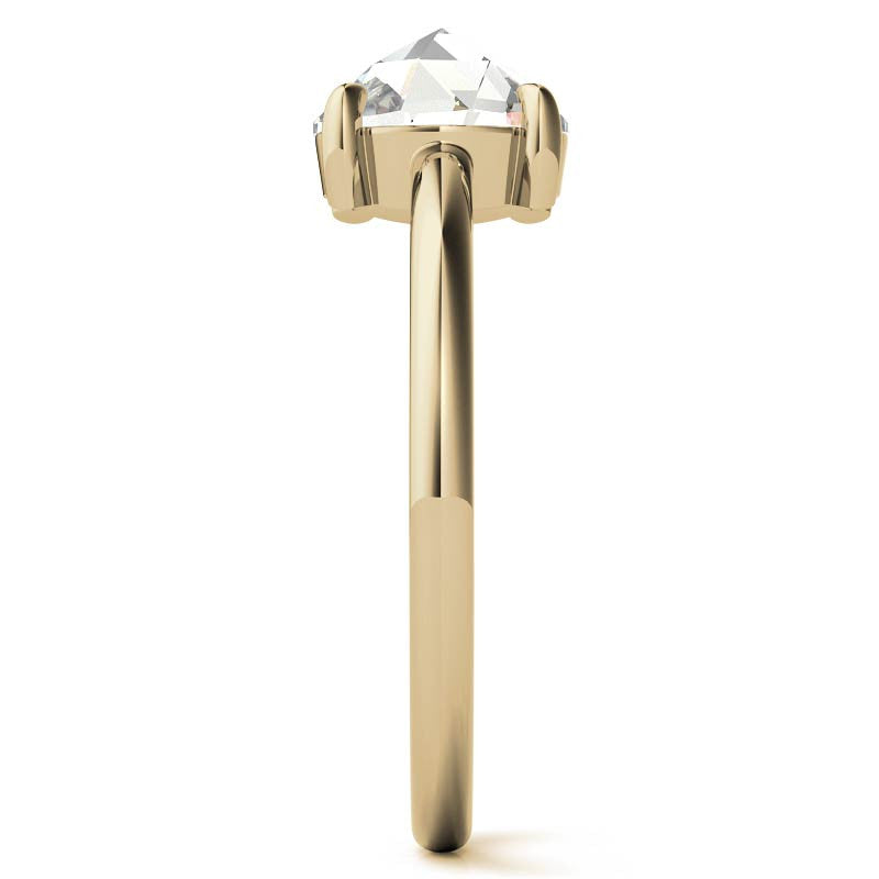Round Rose Cut Moissanite Solitaire Ring
