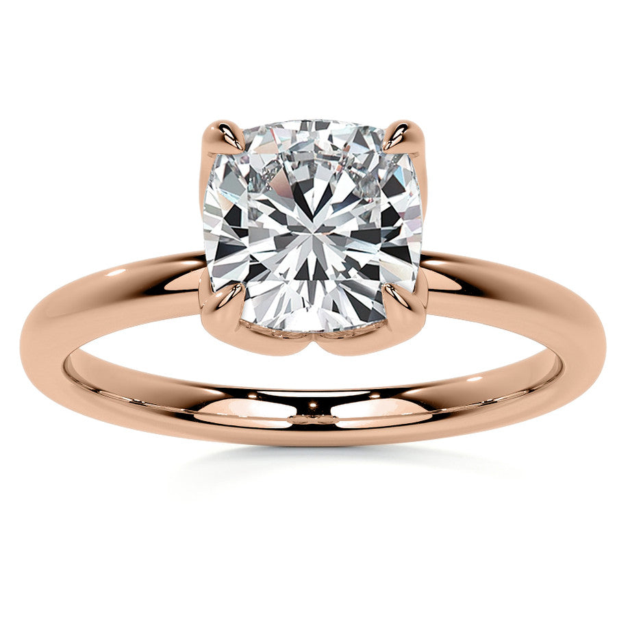 4-Prong Cushion Petal Inspired Moissanite Solitaire Ring