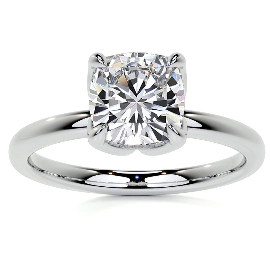 4-Prong Cushion Petal Inspired Moissanite Solitaire Ring