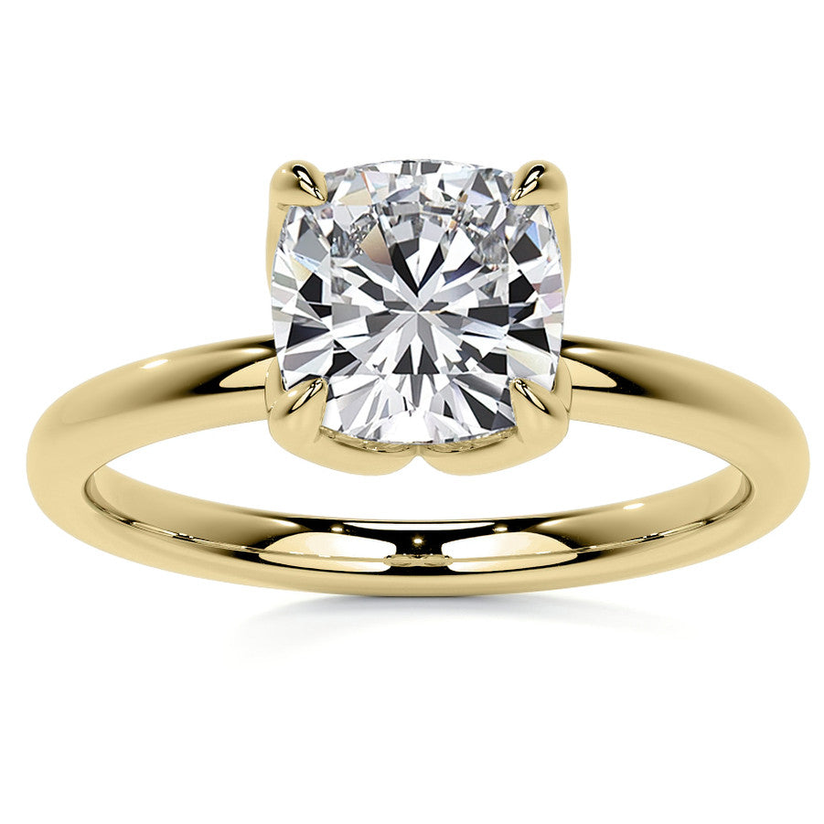 4-Prong Cushion Petal Inspired Moissanite Solitaire Ring