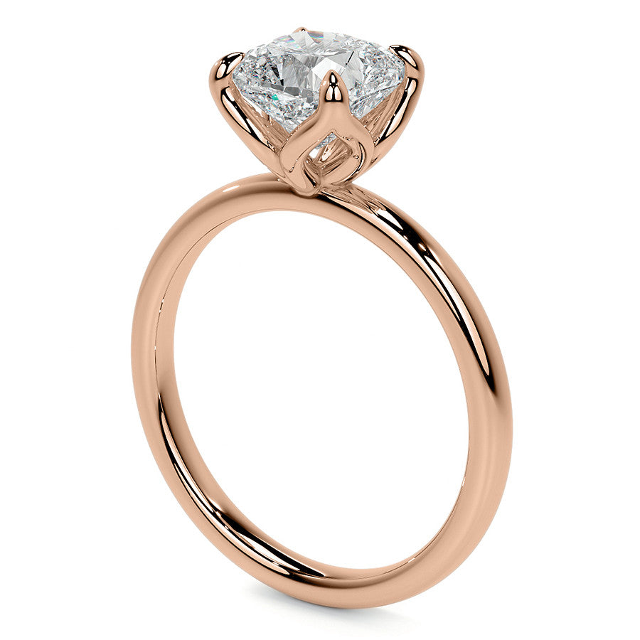 4-Prong Cushion Petal Inspired Moissanite Solitaire Ring