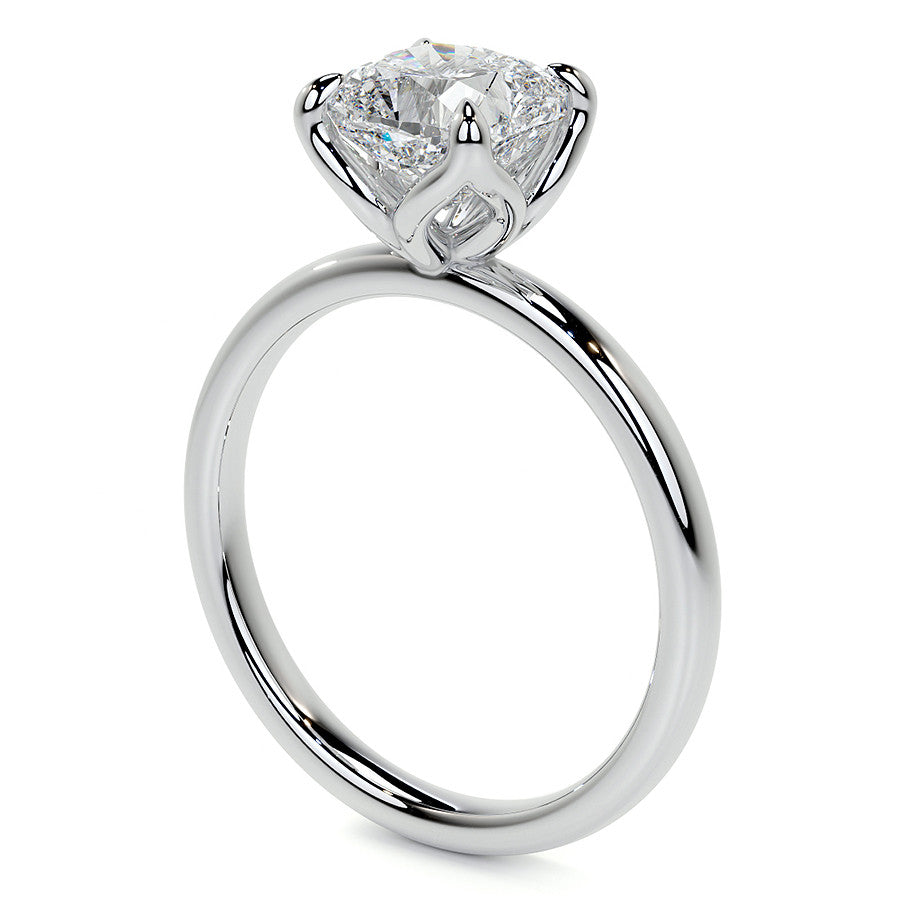 4-Prong Cushion Petal Inspired Moissanite Solitaire Ring
