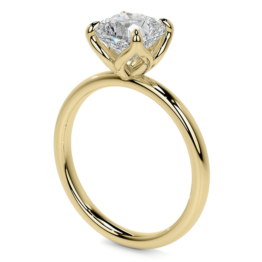 4-Prong Cushion Petal Inspired Moissanite Solitaire Ring