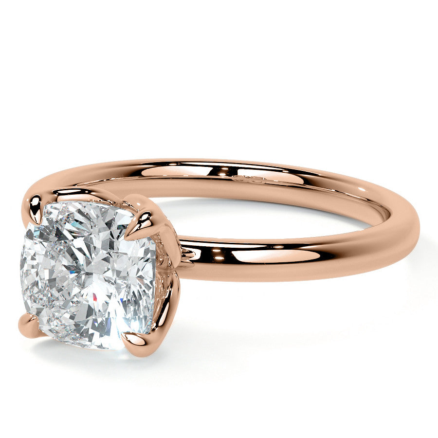 4-Prong Cushion Petal Inspired Moissanite Solitaire Ring