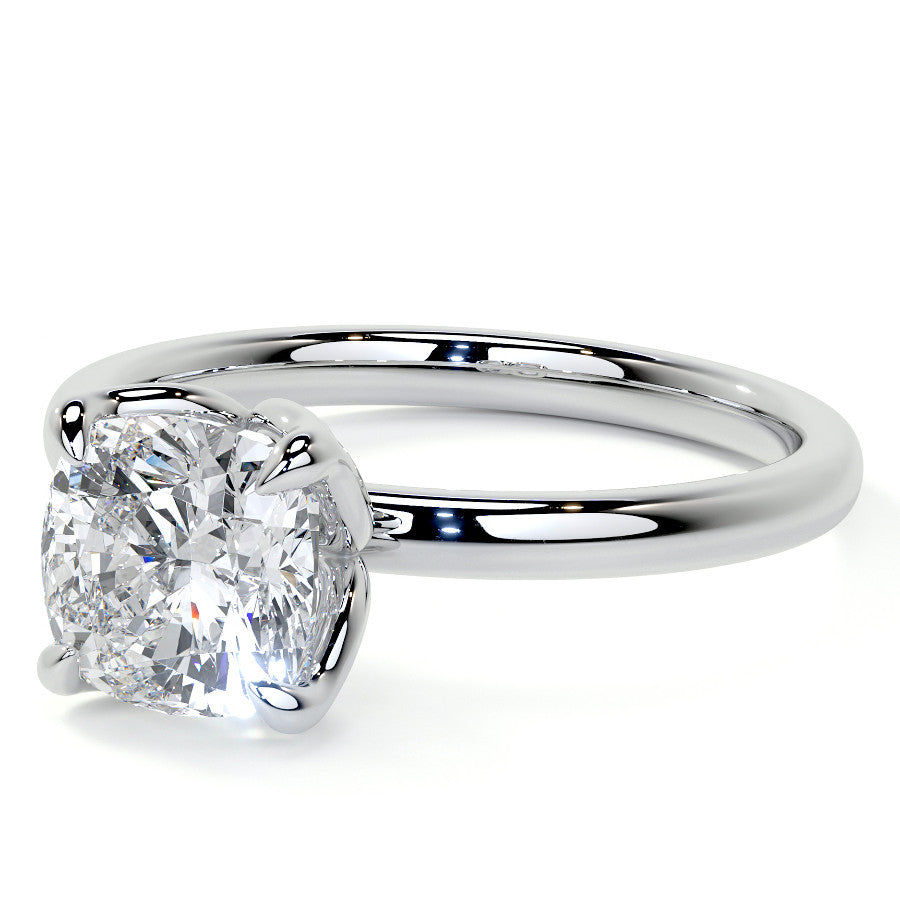 4-Prong Cushion Petal Inspired Moissanite Solitaire Ring