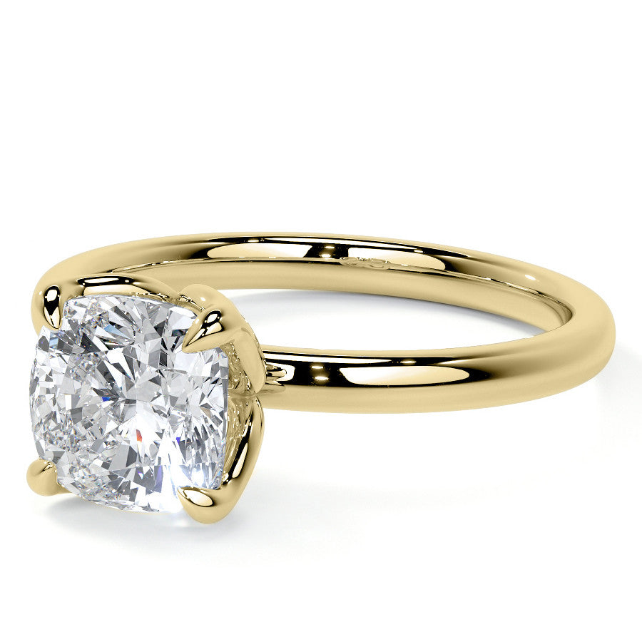 4-Prong Cushion Petal Inspired Moissanite Solitaire Ring