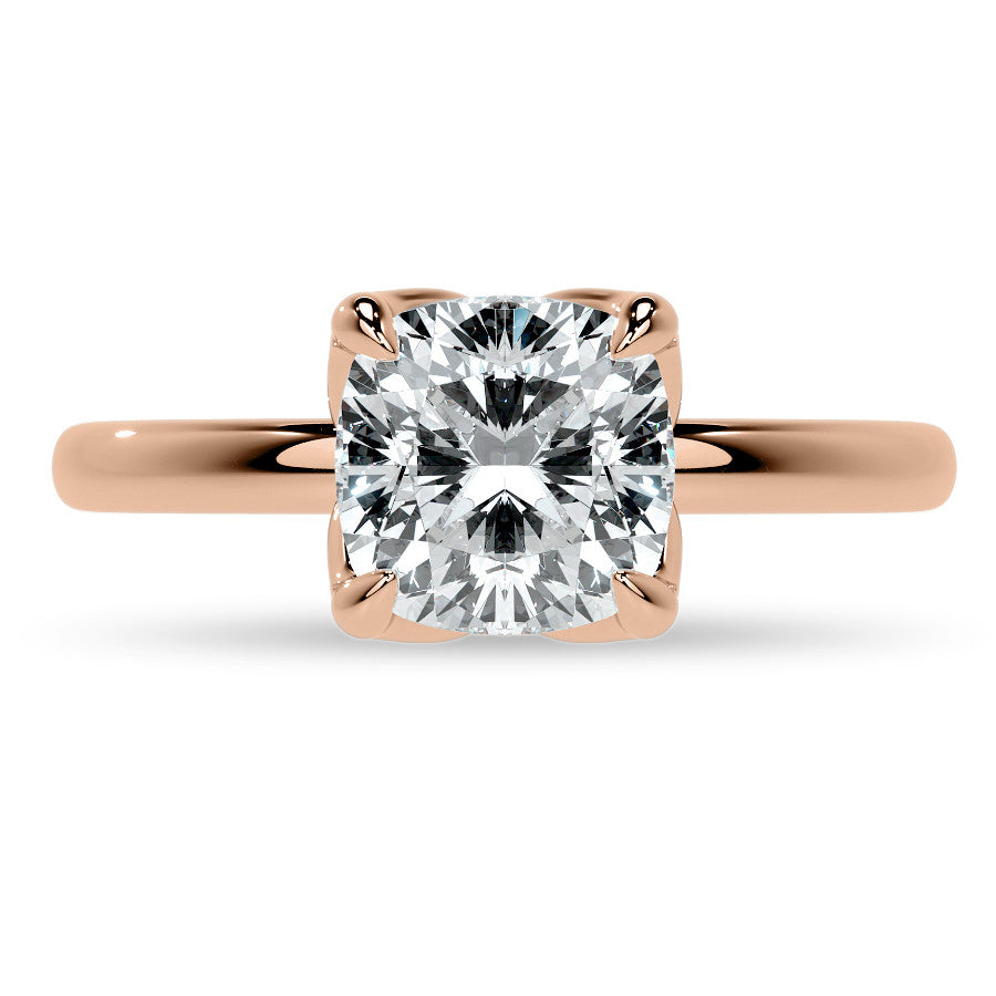4-Prong Cushion Petal Inspired Moissanite Solitaire Ring