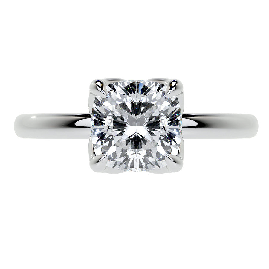 4-Prong Cushion Petal Inspired Moissanite Solitaire Ring