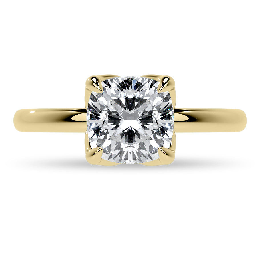 4-Prong Cushion Petal Inspired Moissanite Solitaire Ring