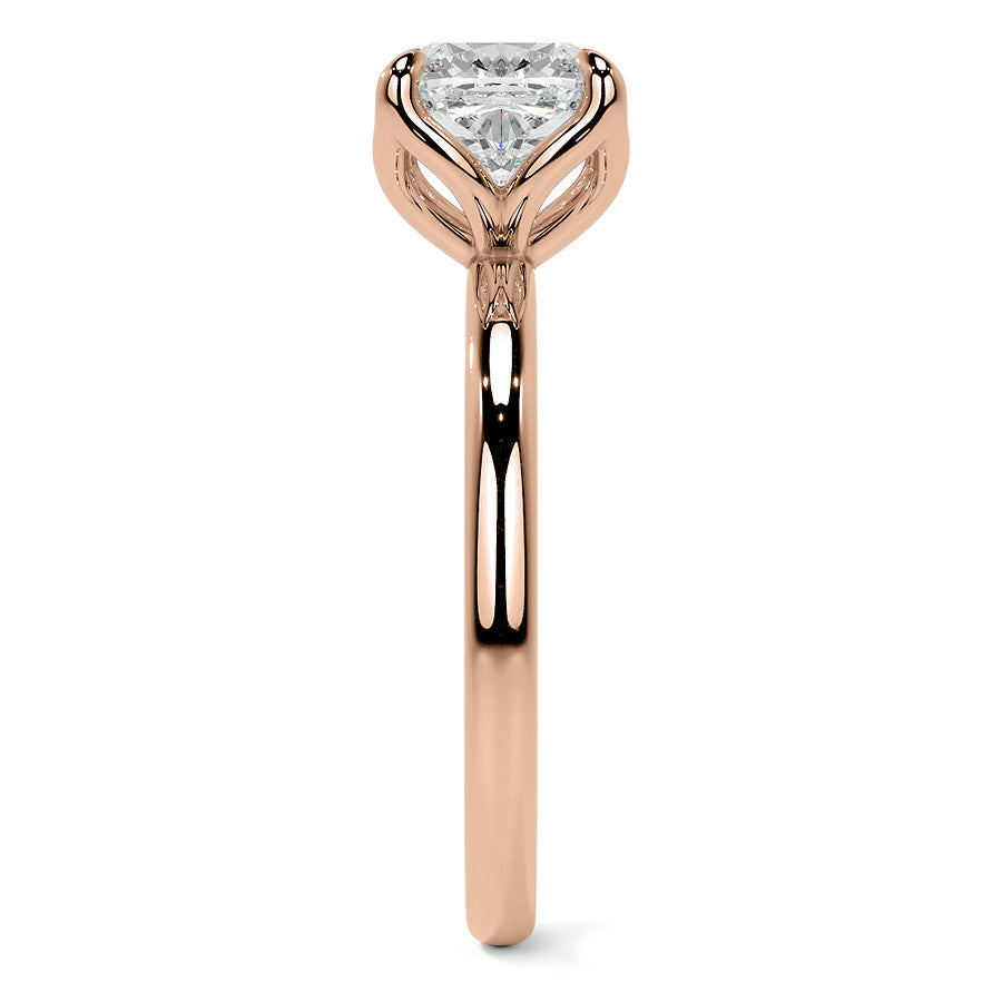 4-Prong Cushion Petal Inspired Moissanite Solitaire Ring
