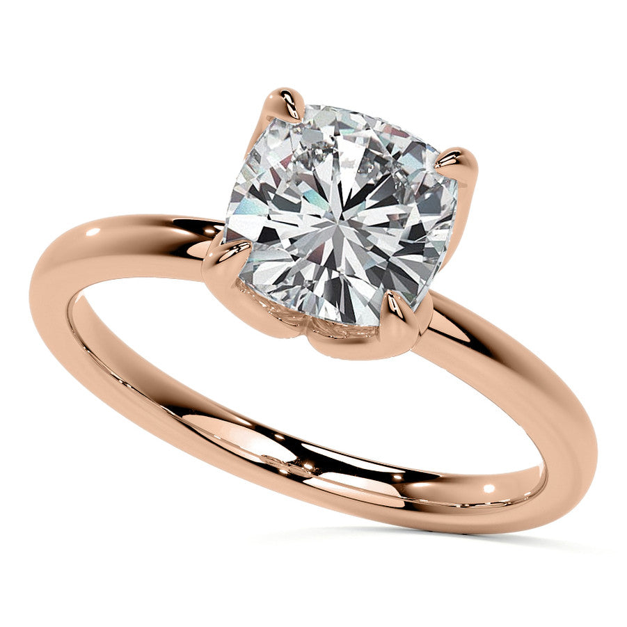 4-Prong Cushion Petal Inspired Moissanite Solitaire Ring