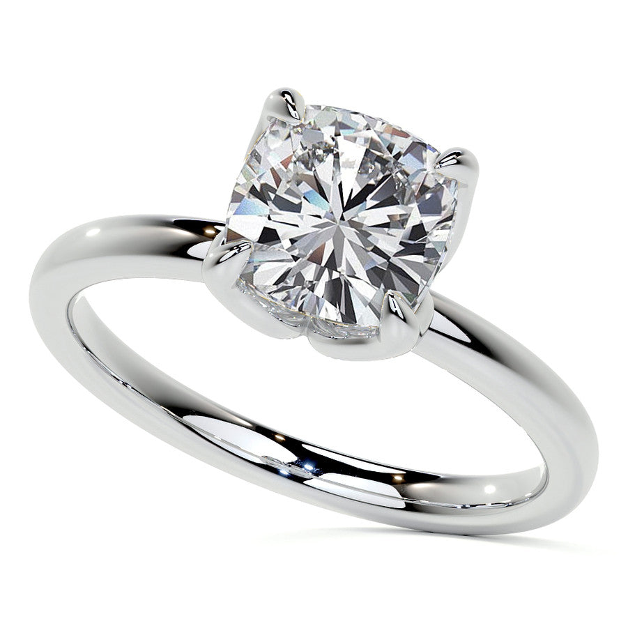 4-Prong Cushion Petal Inspired Moissanite Solitaire Ring