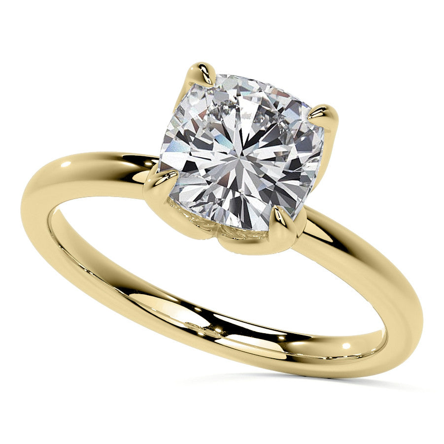 4-Prong Cushion Petal Inspired Moissanite Solitaire Ring