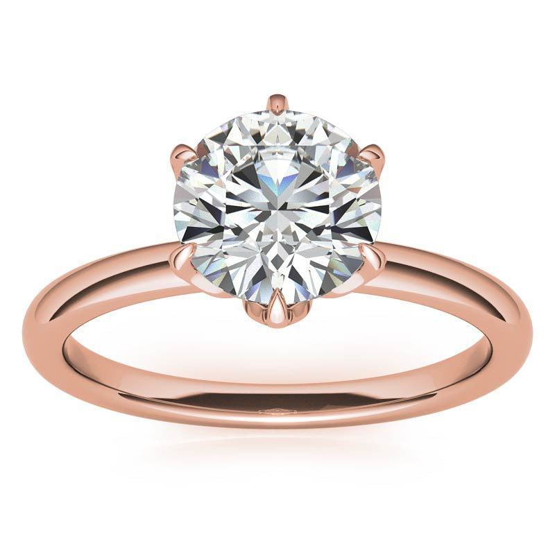 6-Prong Round Petal Inspired Moissanite Solitaire Ring