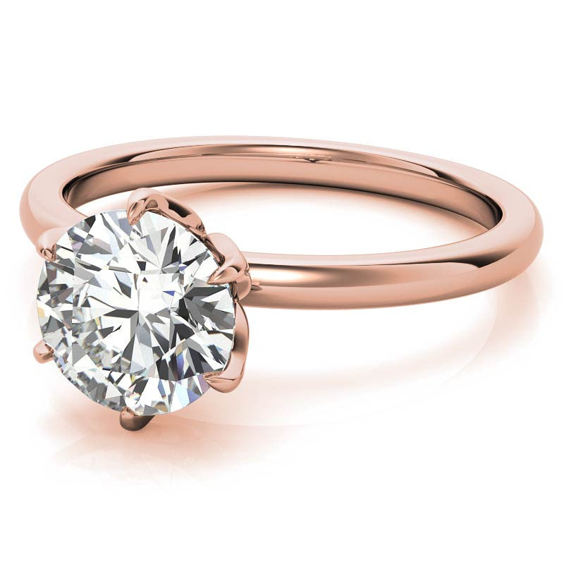 6-Prong Round Petal Inspired Moissanite Solitaire Ring