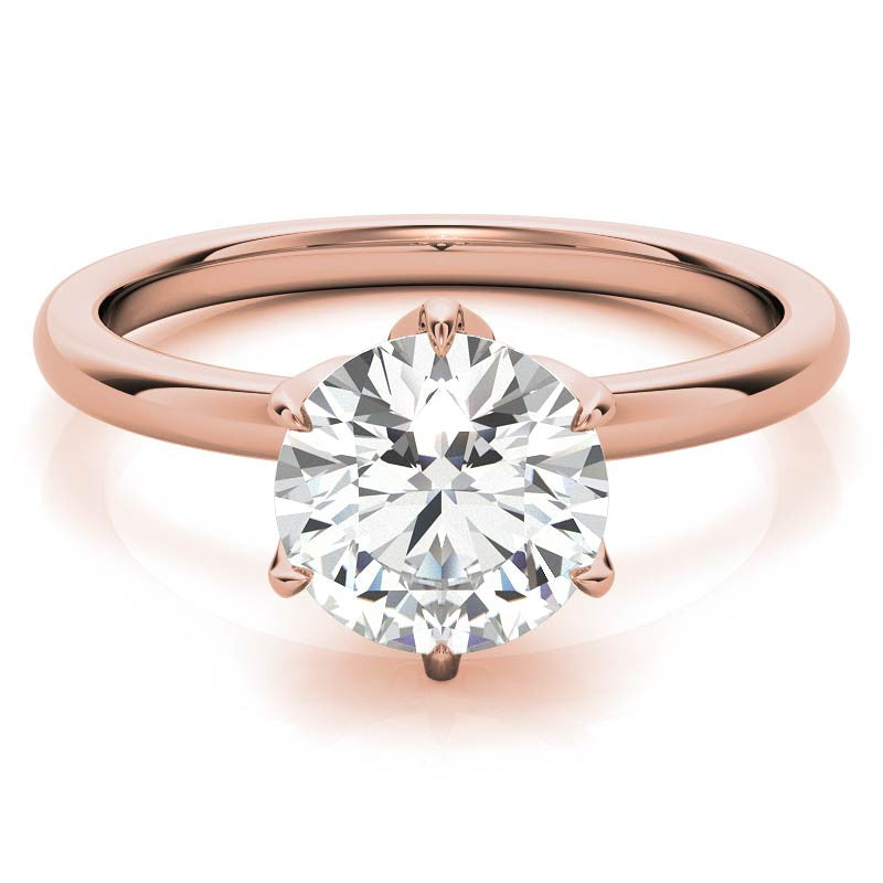 6-Prong Round Petal Inspired Moissanite Solitaire Ring