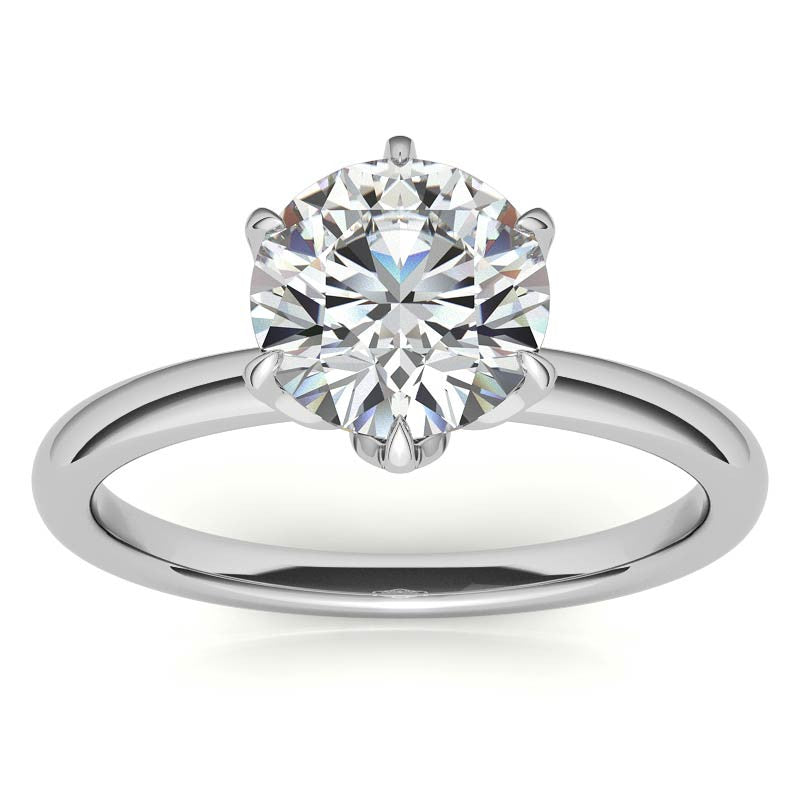 6-Prong Round Petal Inspired Moissanite Solitaire Ring