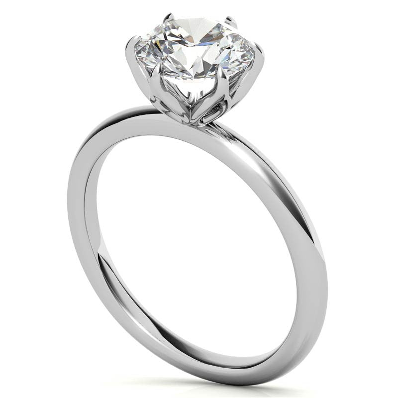 6-Prong Round Petal Inspired Moissanite Solitaire Ring