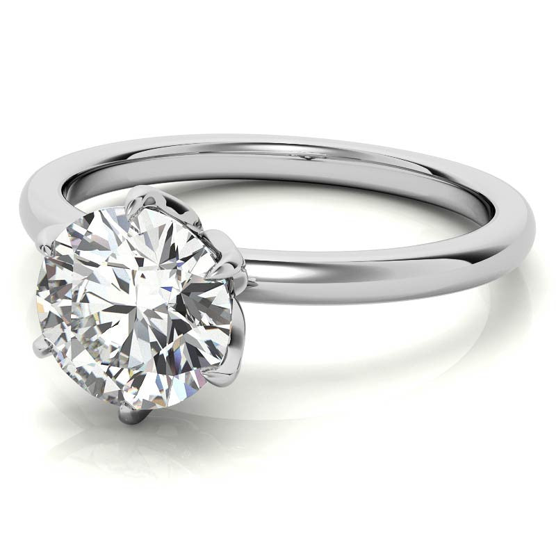 6-Prong Round Petal Inspired Moissanite Solitaire Ring