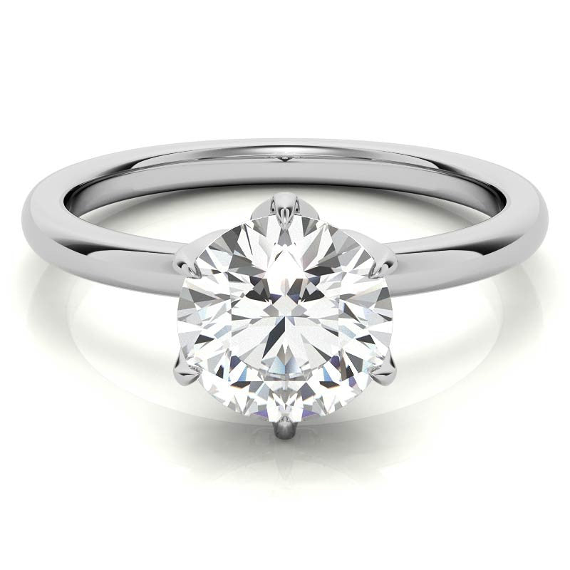 6-Prong Round Petal Inspired Moissanite Solitaire Ring