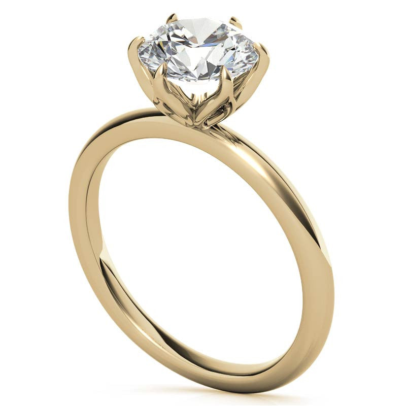 6-Prong Round Petal Inspired Moissanite Solitaire Ring