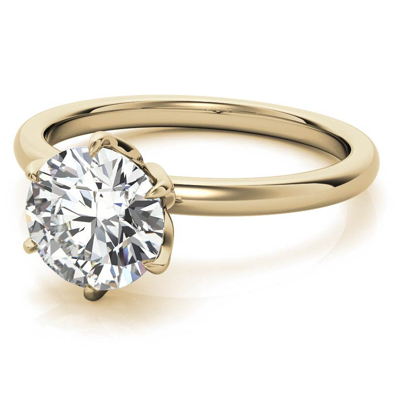 6-Prong Round Petal Inspired Moissanite Solitaire Ring