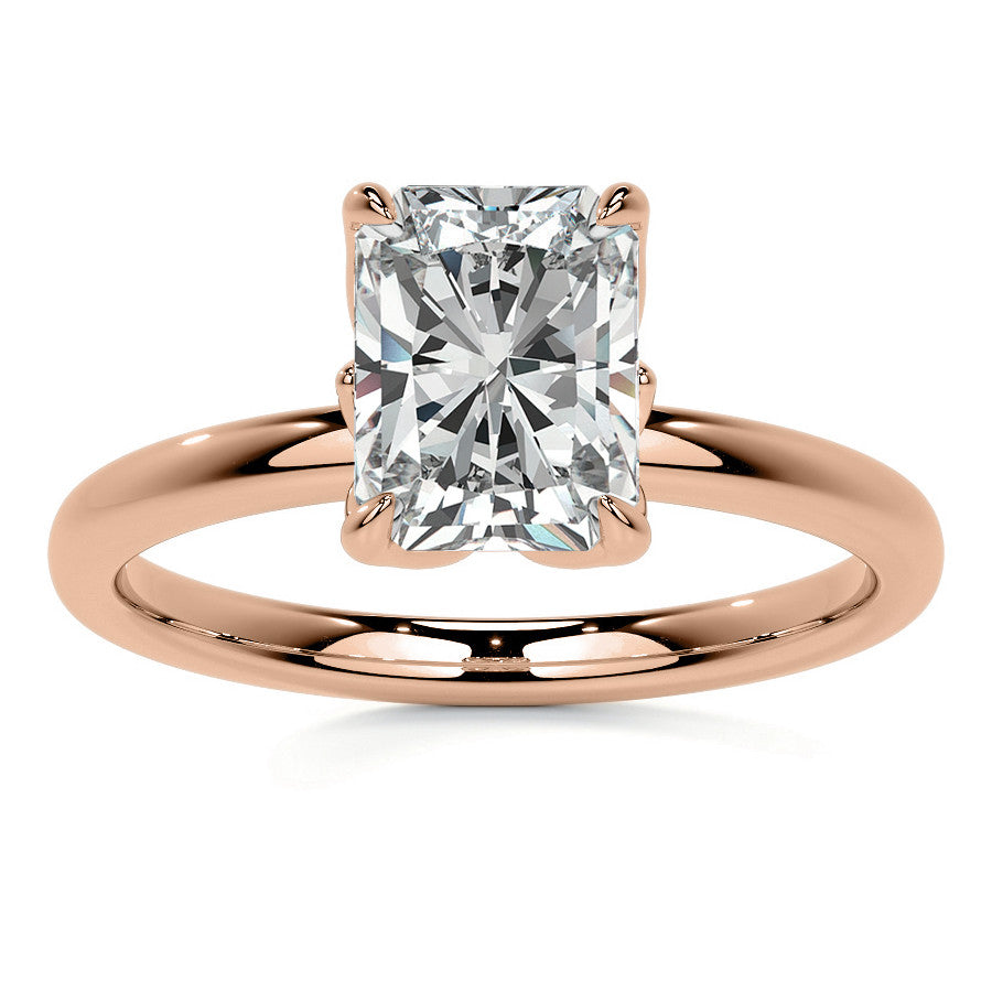 4-Prong Emerald / Radiant Petal Inspired Moissanite Solitaire Ring