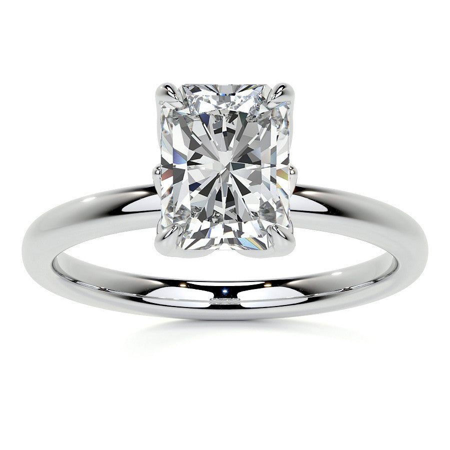 4-Prong Emerald / Radiant Petal Inspired Moissanite Solitaire Ring