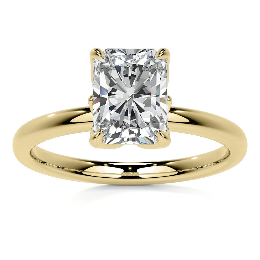 4-Prong Emerald / Radiant Petal Inspired Moissanite Solitaire Ring