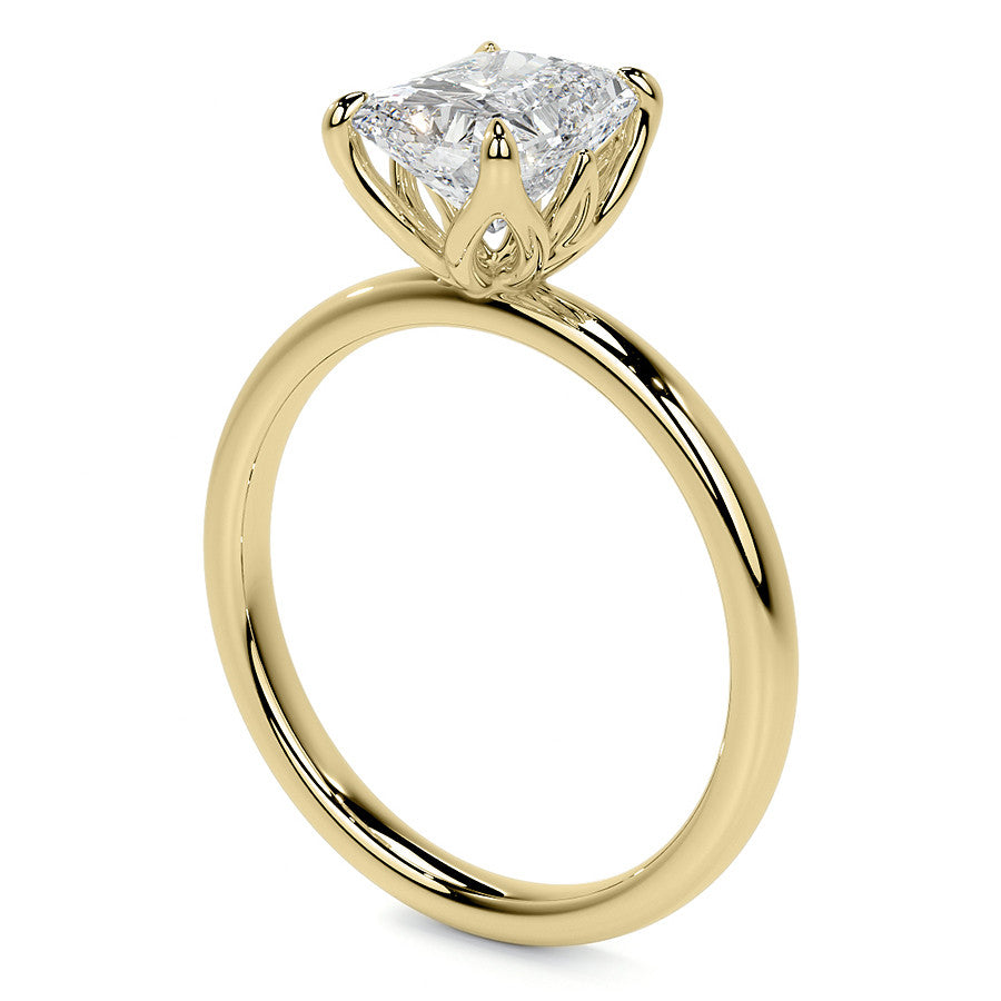 4-Prong Emerald / Radiant Petal Inspired Moissanite Solitaire Ring
