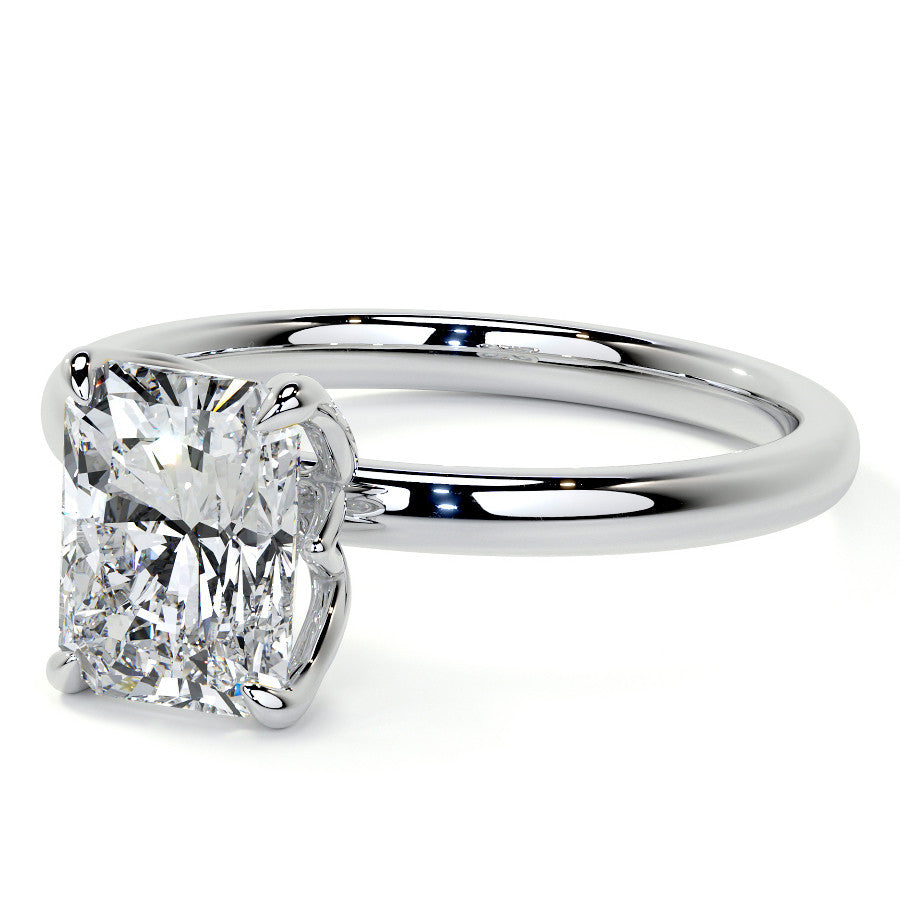 4-Prong Emerald / Radiant Petal Inspired Moissanite Solitaire Ring