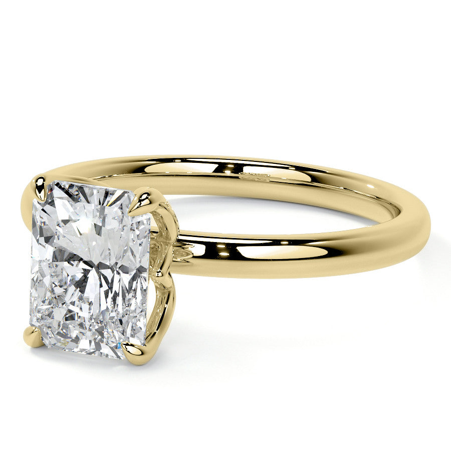 4-Prong Emerald / Radiant Petal Inspired Moissanite Solitaire Ring
