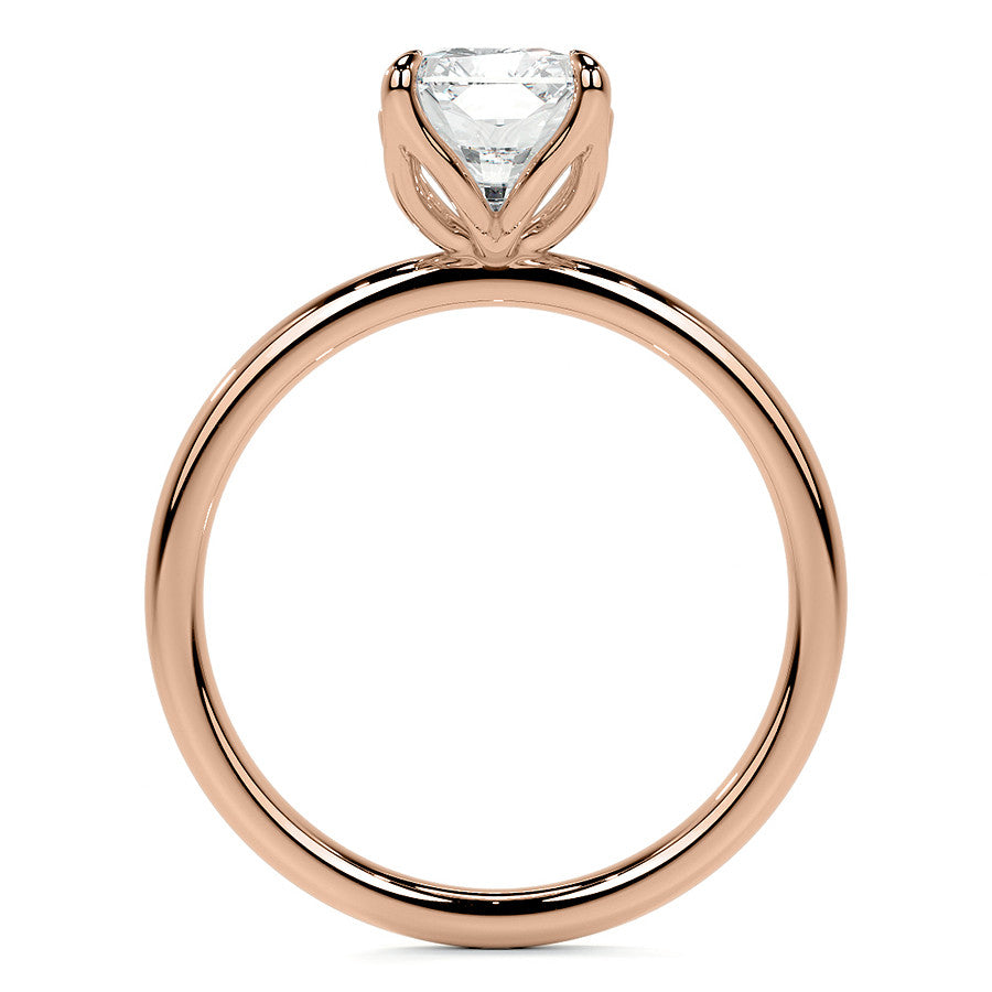 4-Prong Emerald / Radiant Petal Inspired Moissanite Solitaire Ring