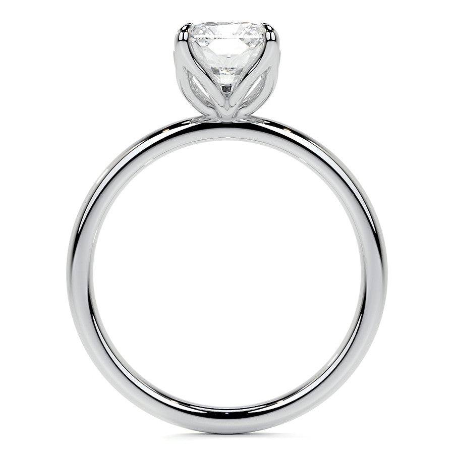 4-Prong Emerald / Radiant Petal Inspired Moissanite Solitaire Ring
