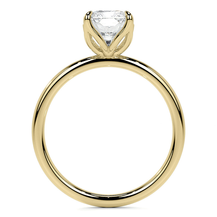 4-Prong Emerald / Radiant Petal Inspired Moissanite Solitaire Ring