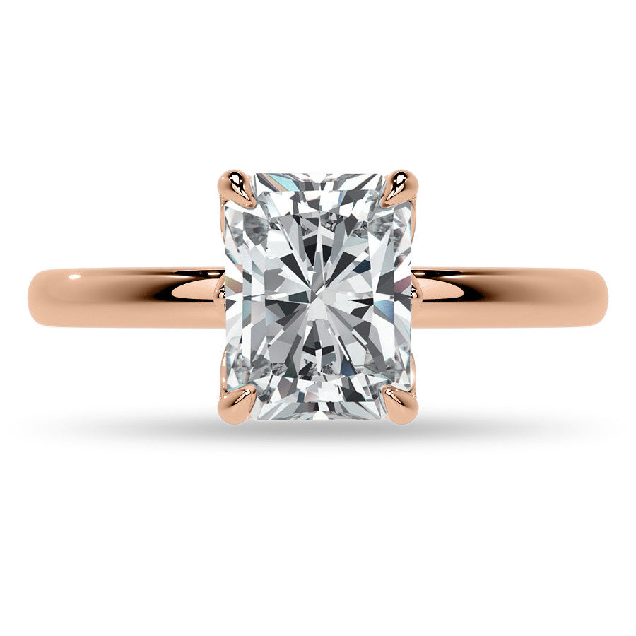 4-Prong Emerald / Radiant Petal Inspired Moissanite Solitaire Ring