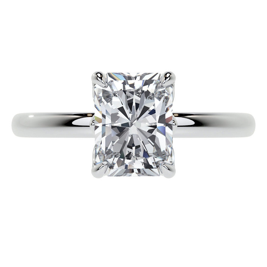 4-Prong Emerald / Radiant Petal Inspired Moissanite Solitaire Ring