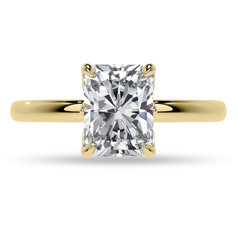 4-Prong Emerald / Radiant Petal Inspired Moissanite Solitaire Ring