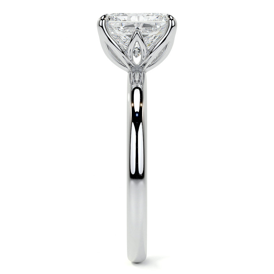 4-Prong Emerald / Radiant Petal Inspired Moissanite Solitaire Ring