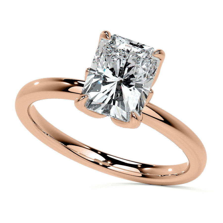 4-Prong Emerald / Radiant Petal Inspired Moissanite Solitaire Ring