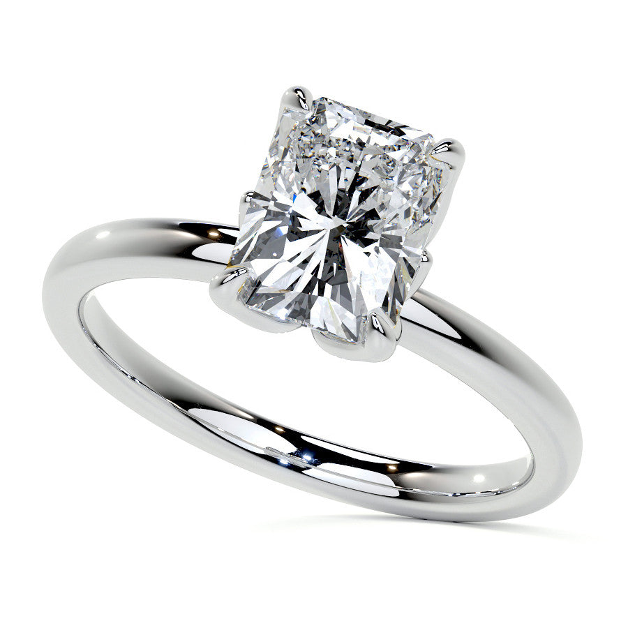 4-Prong Emerald / Radiant Petal Inspired Moissanite Solitaire Ring